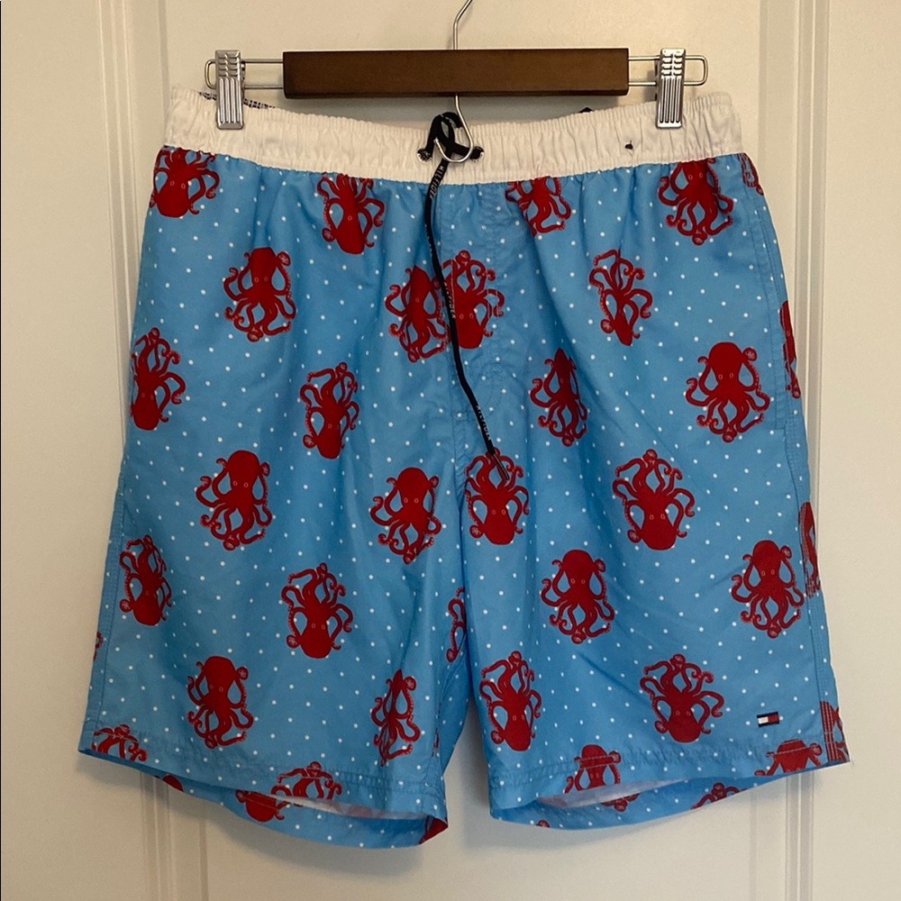 Tommy Hilfiger Blue‎ Swim Shorts with Red Octopus Print